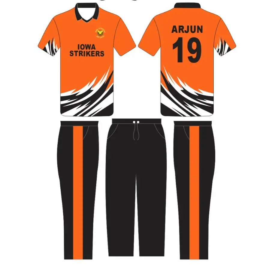 Cricket Uniform Jersey Kits Custom Made Color Clothing Orange & Black 2  Piece Set - Cricket Best Buy