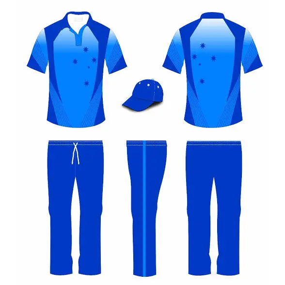 Cricket Uniform Kit Jersey Trouser Cap Blue Red Fully Sublimation 3 Piece  Set