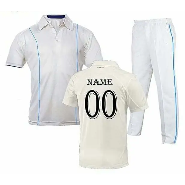 Cricket Uniform White Kit Jerseys Customized with Name Number