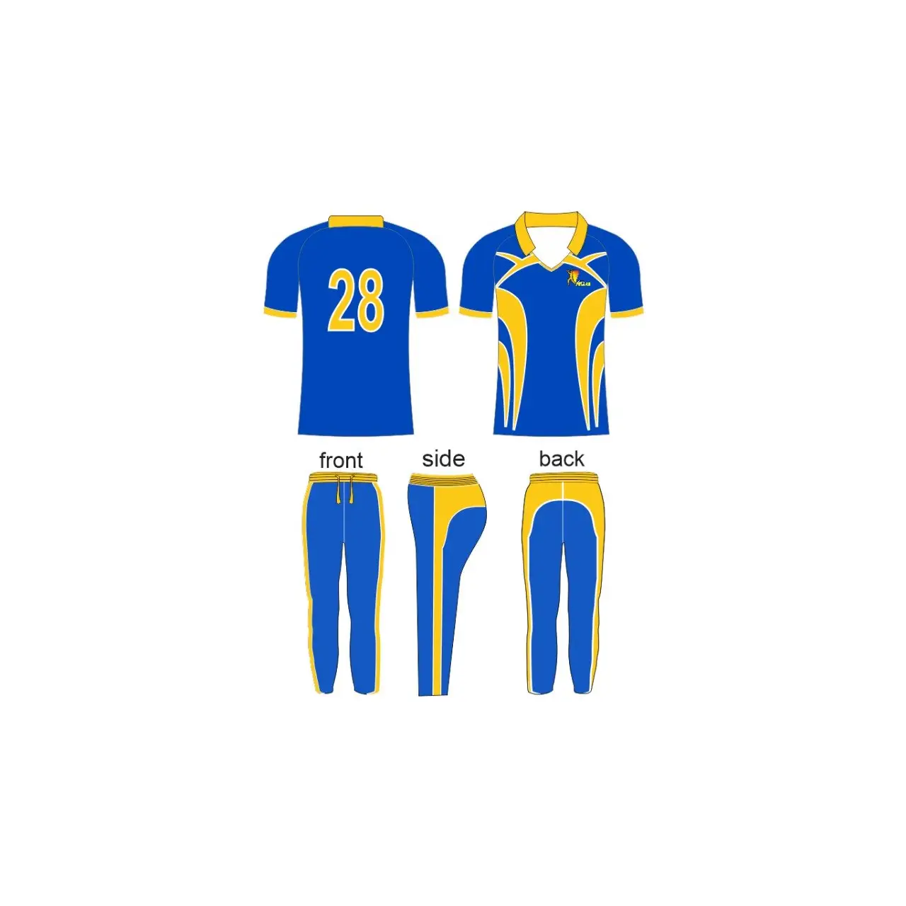 Wholesale Printed Blue and Yellow Sublimated Jersey Manufacturer