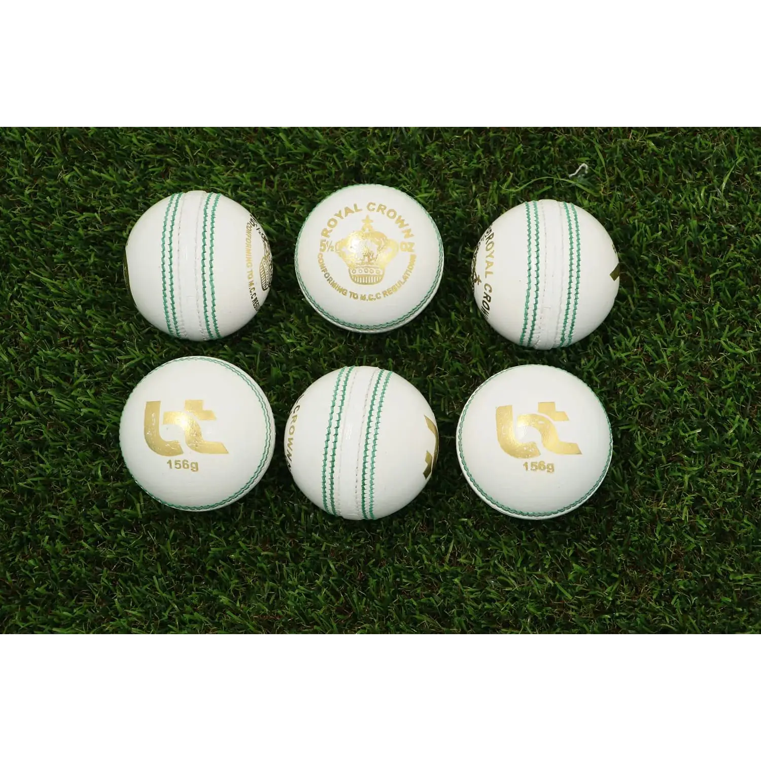 BT White Cricket Ball - Pack of 6 Genuine Leather Cricket Balls for Day or Night International Standard Cricket | Bat-Friendly Hard Cricket