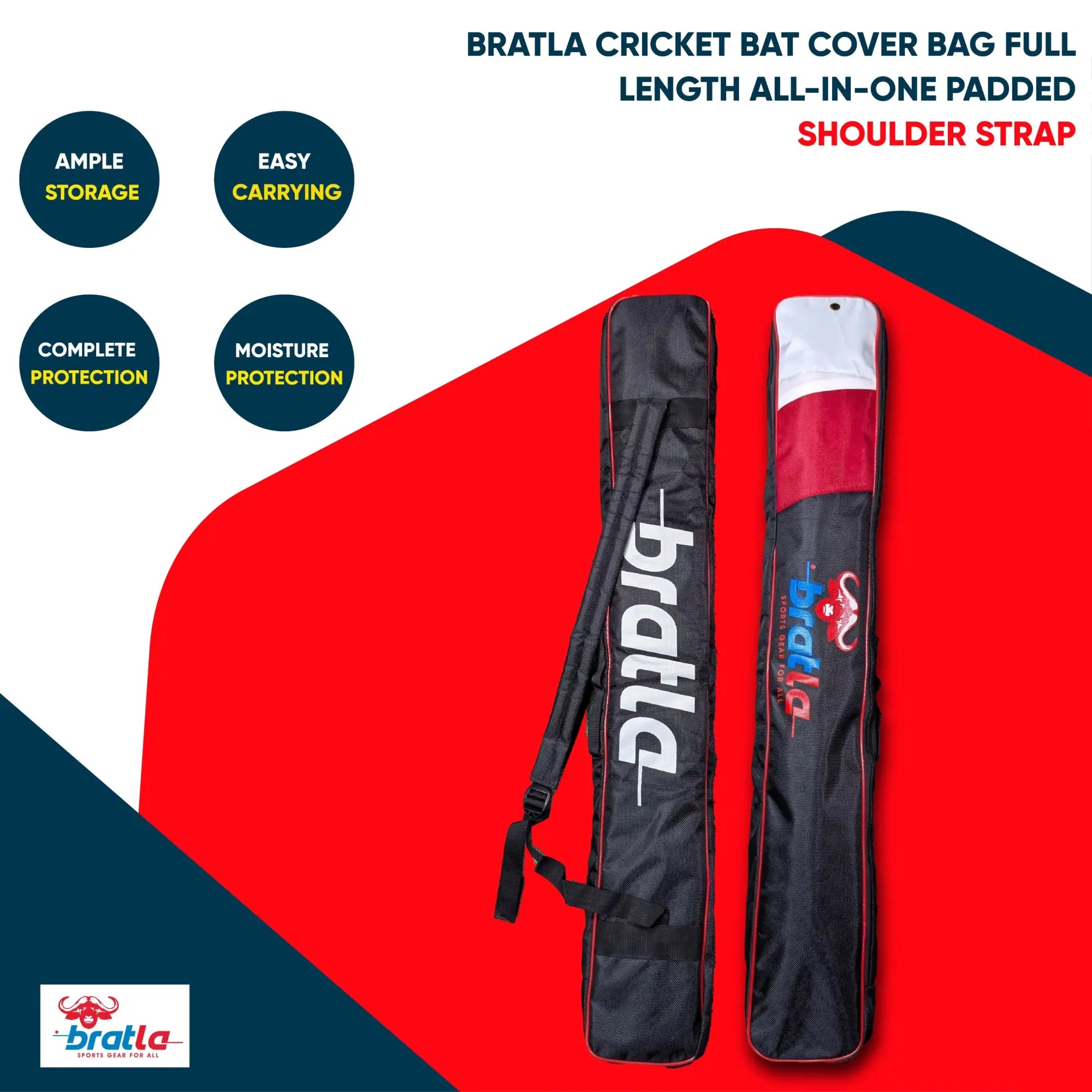 CBB Pro 100 Cricket Bat Cover Bag Full Length All-in-One Padded Shoulder Strap - BAG - BAT COVER