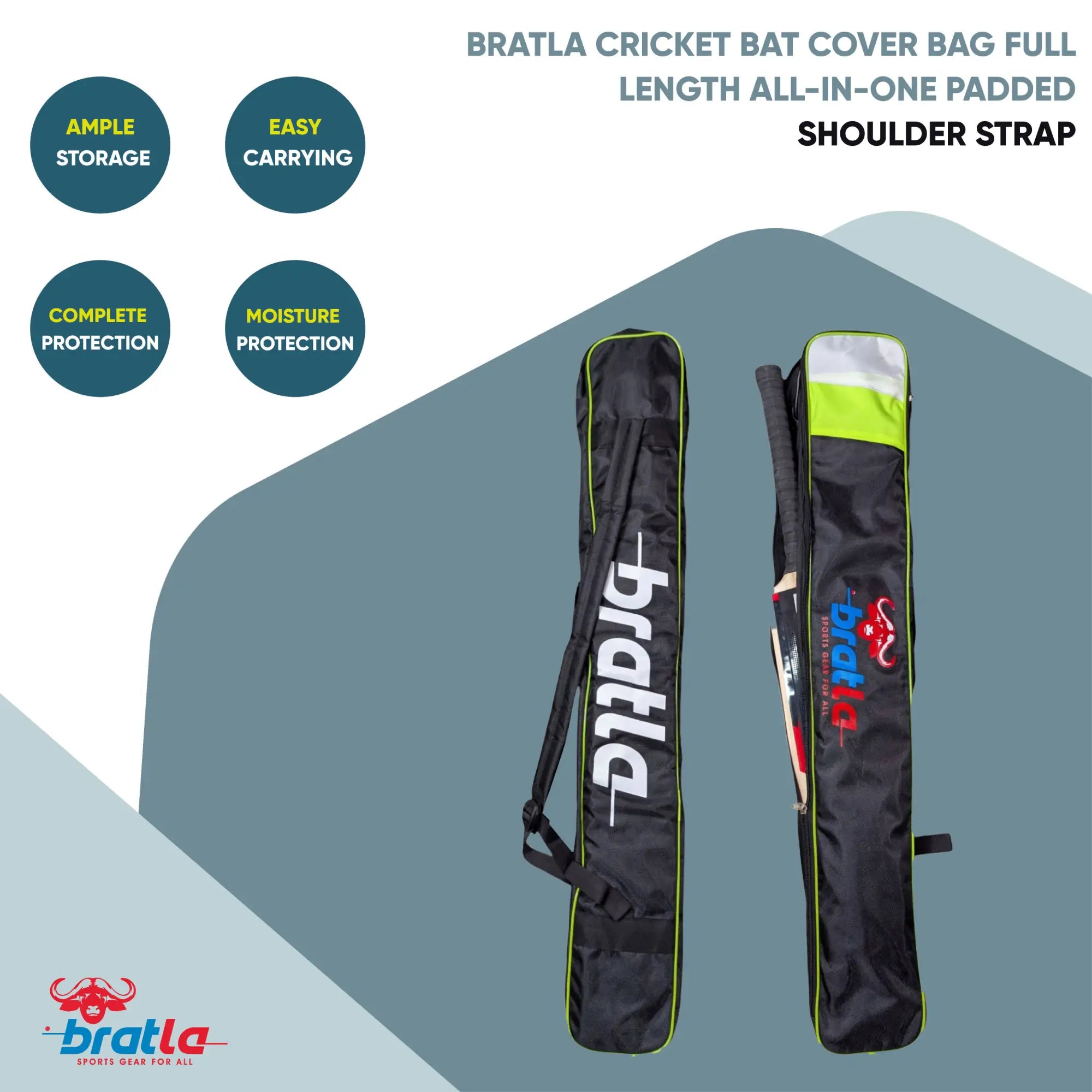 CBB Pro 200 Cricket Bat Cover Bag Full Length All-in-One Padded Shoulder Strap - BAG - BAT COVER