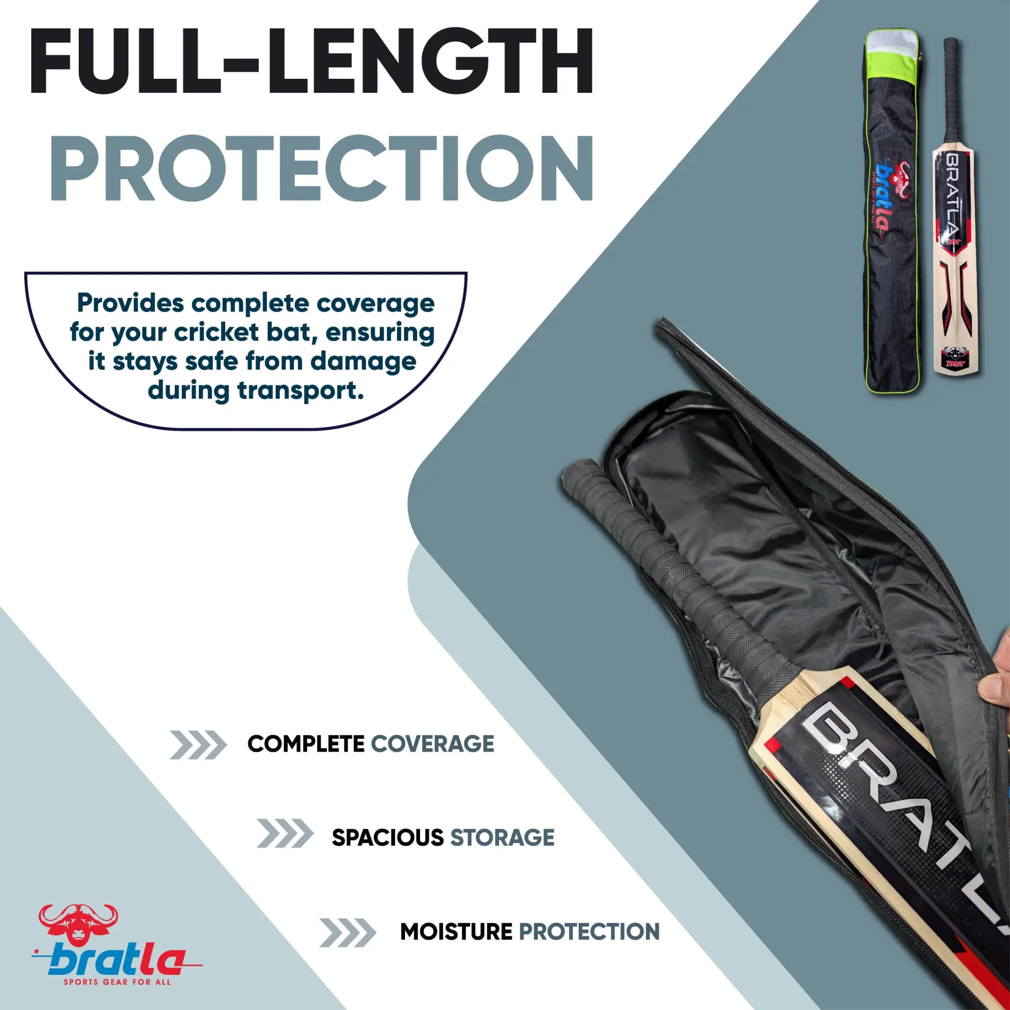 CBB Pro 200 Cricket Bat Cover Bag Full Length All-in-One Padded Shoulder Strap - BAG - BAT COVER