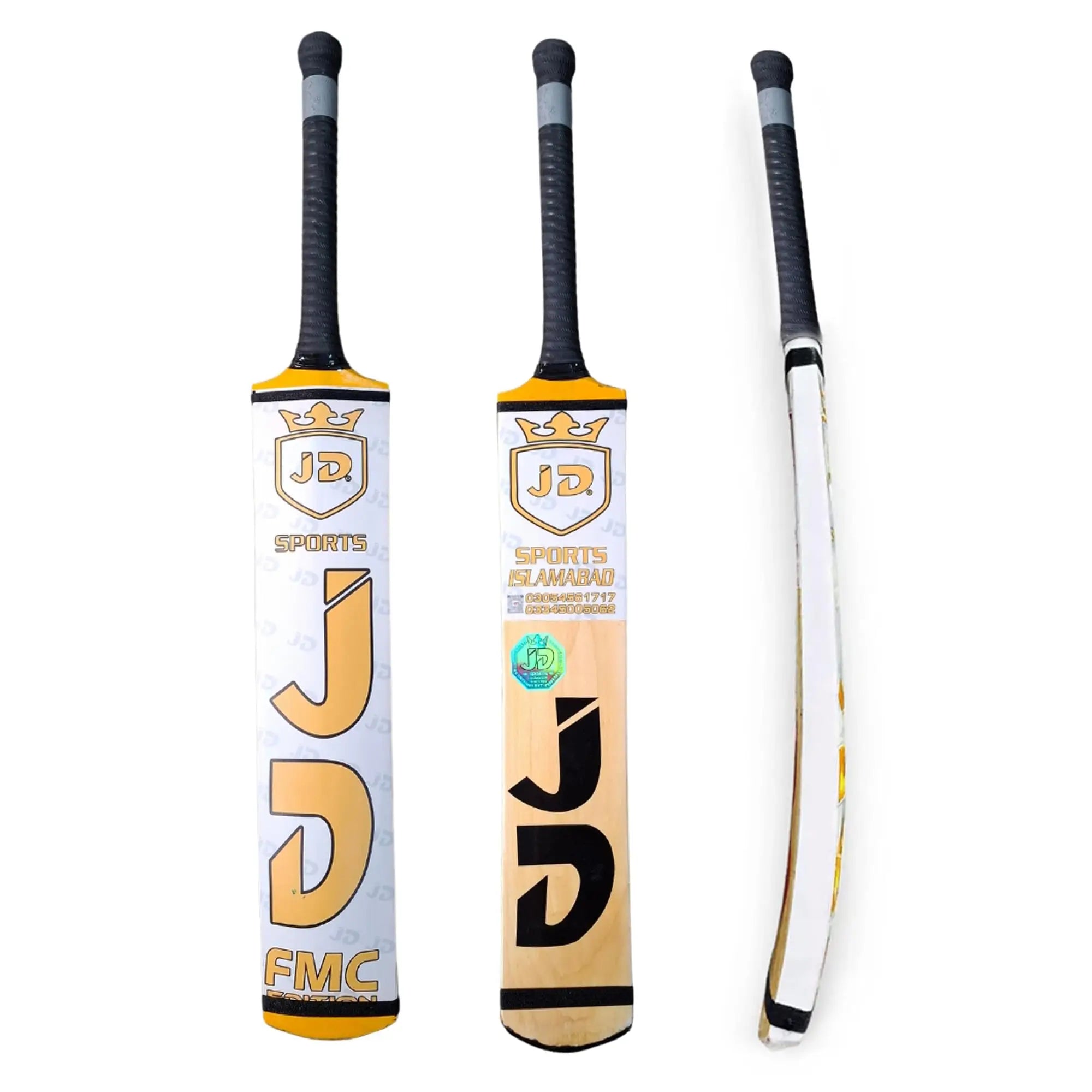 JD FMC Cricket Bat Hand Made Coconut Wood Tennis Tape Ball Full Size Adult Full Cane Long Handle Full Size 4.5’’