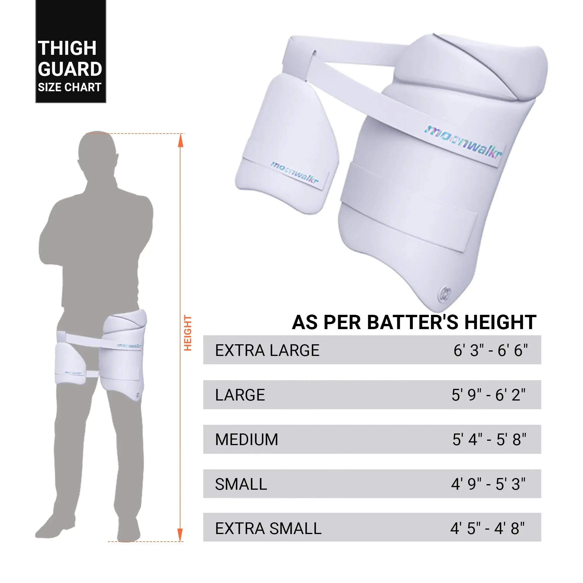 moonwalkr Cricket Thigh Guards 2.0 Lightweight Cricket Guard & Equipment Unisex Thigh Pads for Batter’s Height (5’4’’- 5’8’’) Safeguarding