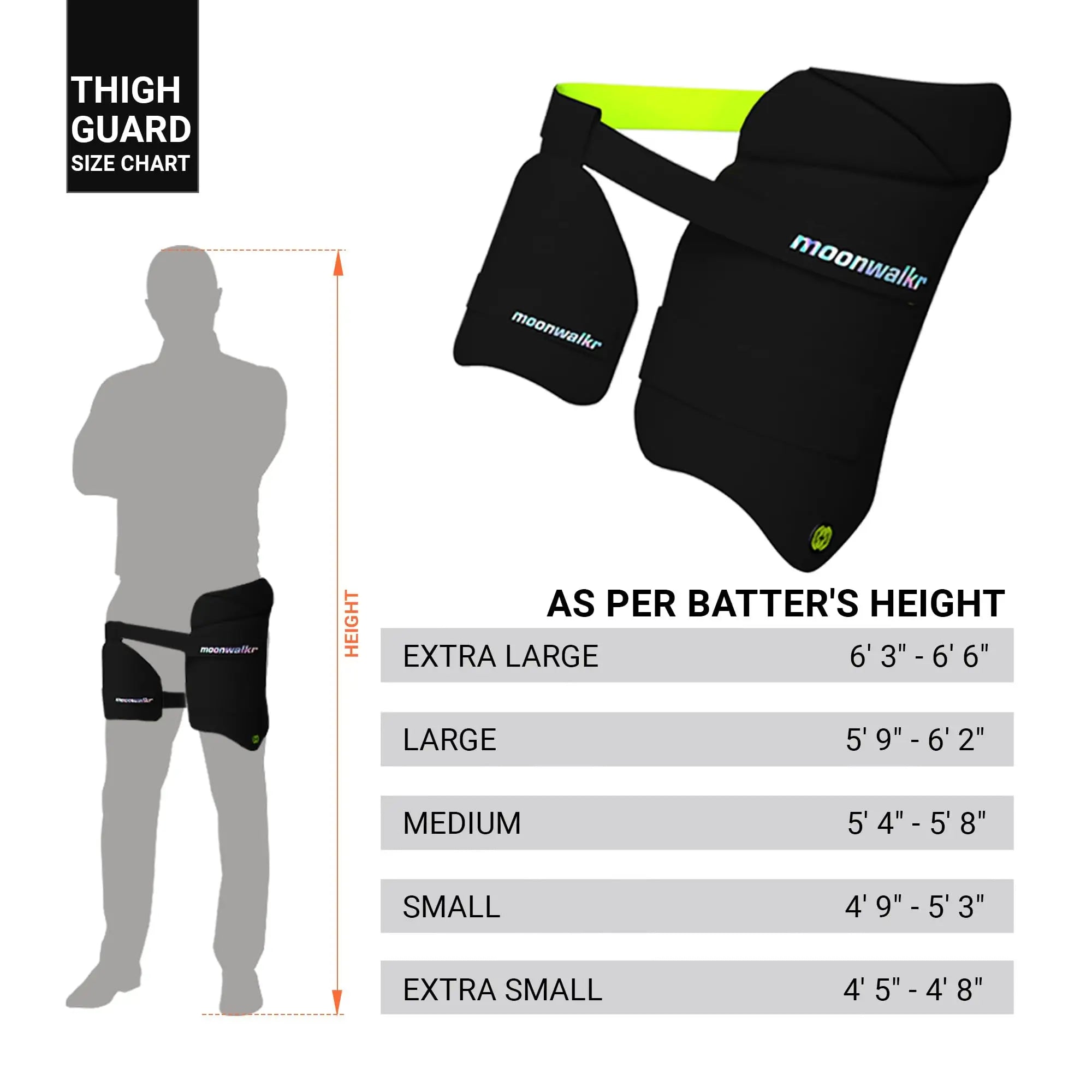 moonwalkr Cricket Thigh Guards 2.0 Lightweight Cricket Guard & Equipment Unisex Thigh Pads for Batter’s Height (5’4’’- 5’8’’) Safeguarding