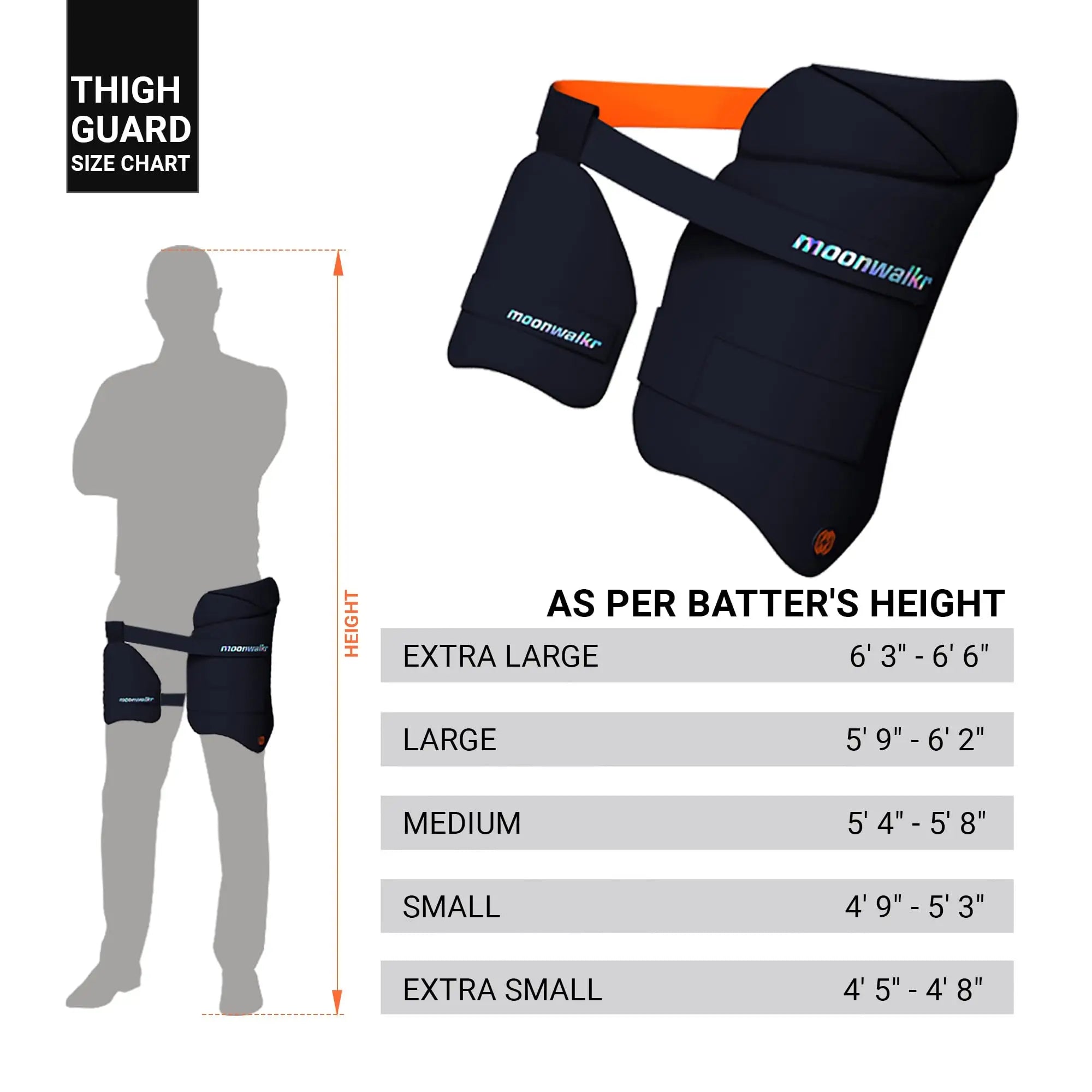 moonwalkr Cricket Thigh Guards 2.0 Lightweight Cricket Guard & Equipment Unisex Thigh Pads for Batter’s Height (5’4’’- 5’8’’) Safeguarding