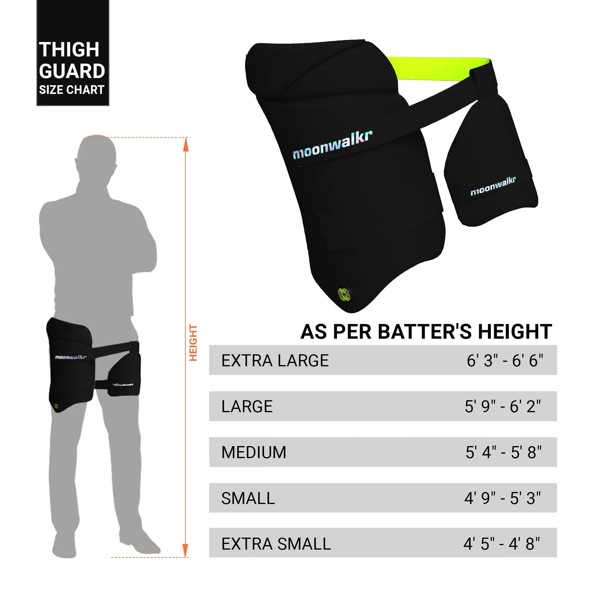 moonwalkr Cricket Thigh Guards 2.0 Lightweight Cricket Guard & Equipment Unisex Thigh Pads for Batter’s Height (5’9’’-6’2’’) Safeguarding