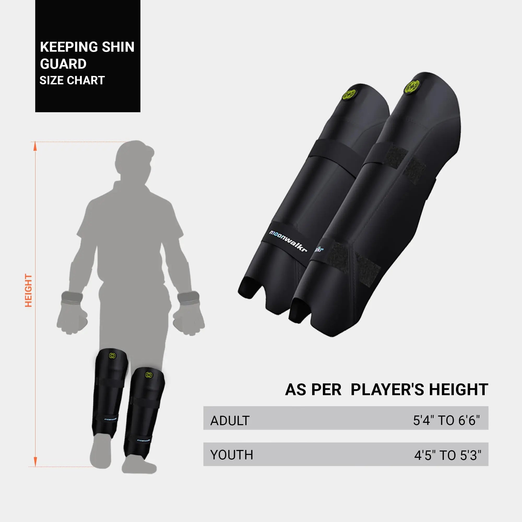 moonwalkr Cricket Wicket Keeping Shin Guards Cricket Guard for Keeper’s Height (5’4’’-6’6’’) Wicket Keeping Pads Super Slim Gear Comes