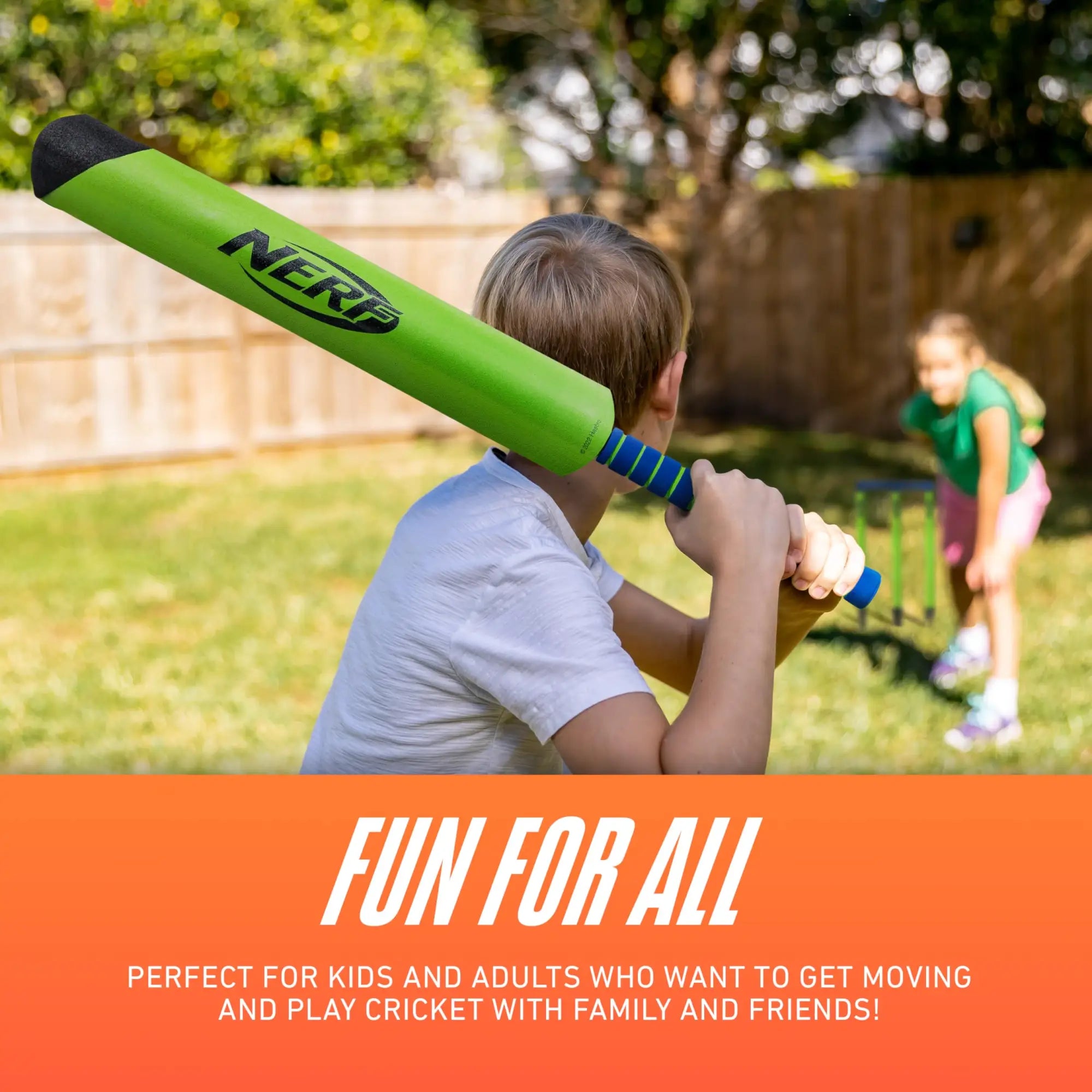 Nerf Foam Cricket Set - Full Starter Cricket with 30’’ Bat (2) Foam Balls + (3) Plastic Wickets - Perfect for Adults Kids + Beginners