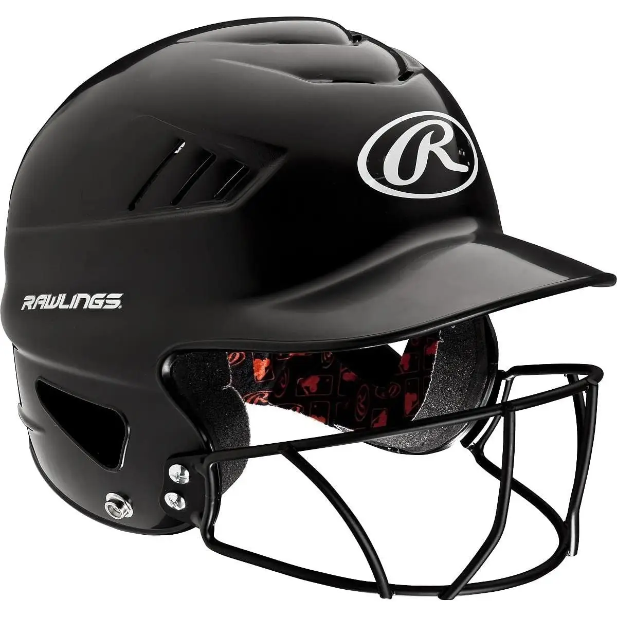 Rawlings | COOLFLO Batting Helmet | 6 1/2’’ - 7 1/2’’ One Size Fits Most | Black + Facemask - HELMETS & HEADGEAR