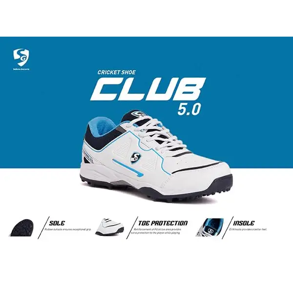 SG Club 5.0 Cricket Shoes Designed to Elevate Your Game to New Heights Power Precision and Comfort - FOOTWEAR - RUBBER SOLE