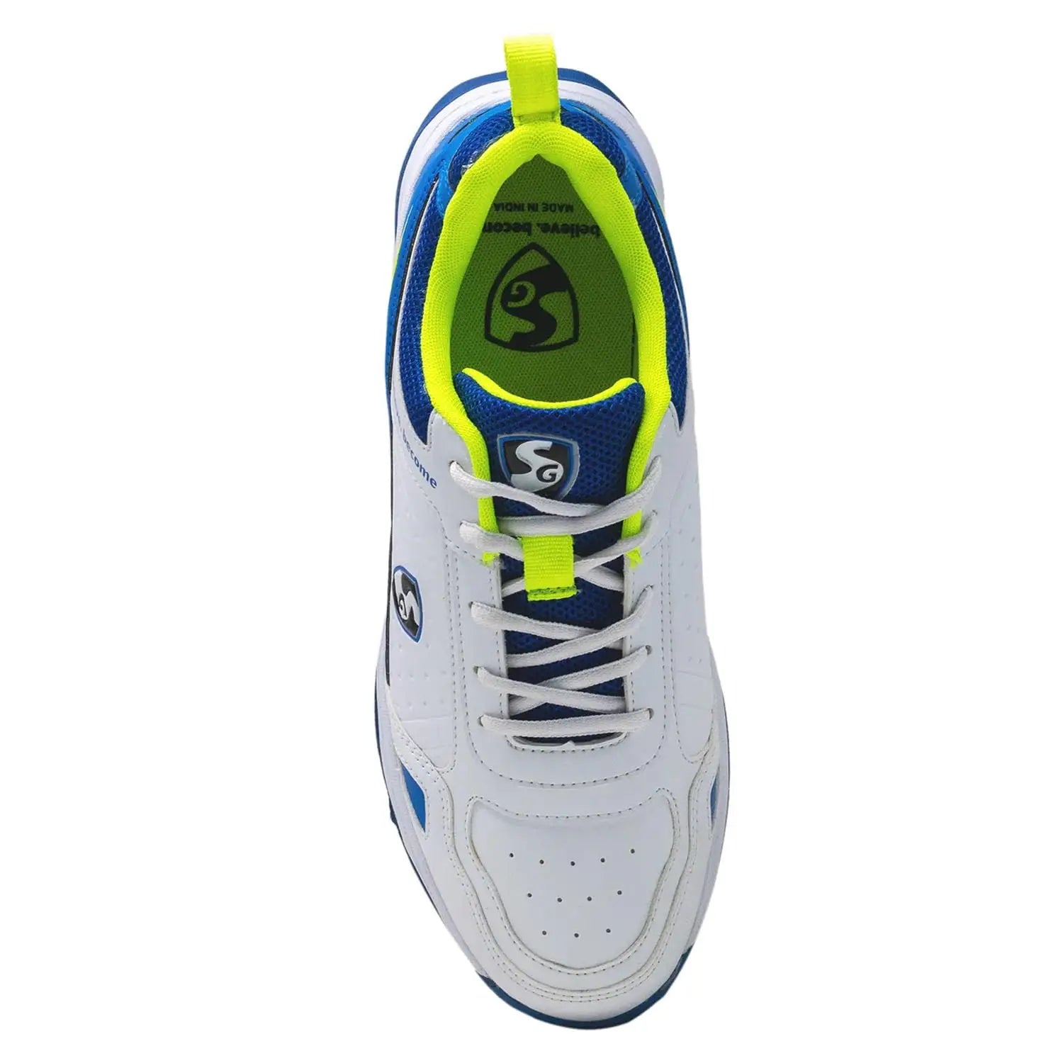 SG Club 6.0 Rubber Spikes Cricket Shoes White/Navy/Orange 9 UK