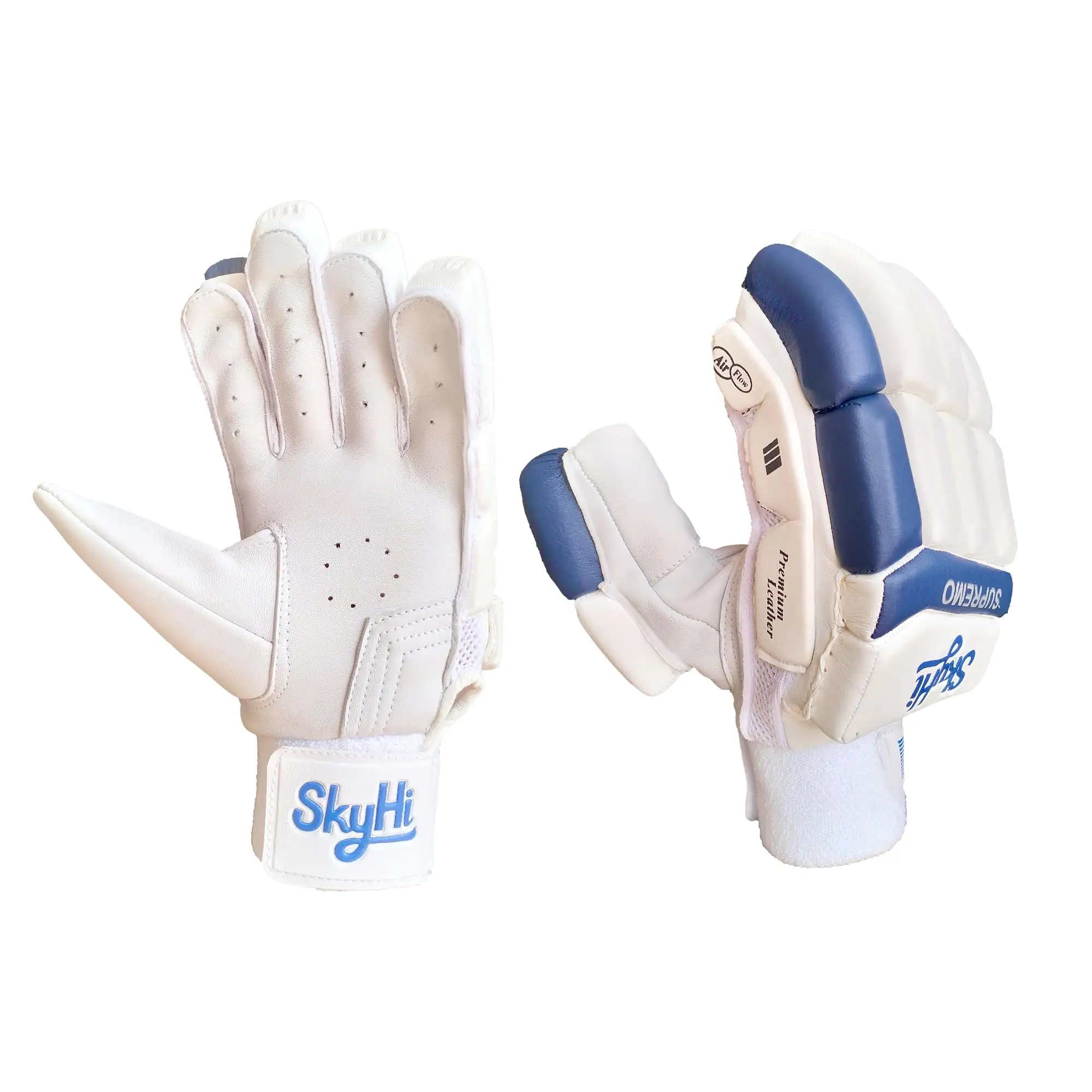 Skyhi Supremo Cricket Batting Gloves for Batsman Split Fingers Stylish Design Comfortable Grip PVC Thumb Patch & Breathable mesh