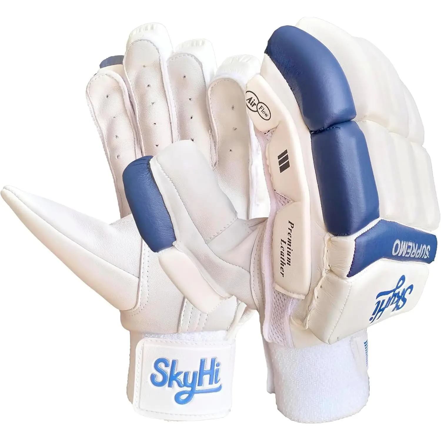 Skyhi Supremo Cricket Batting Gloves for Batsman Split Fingers Stylish Design Comfortable Grip PVC Thumb Patch & Breathable mesh