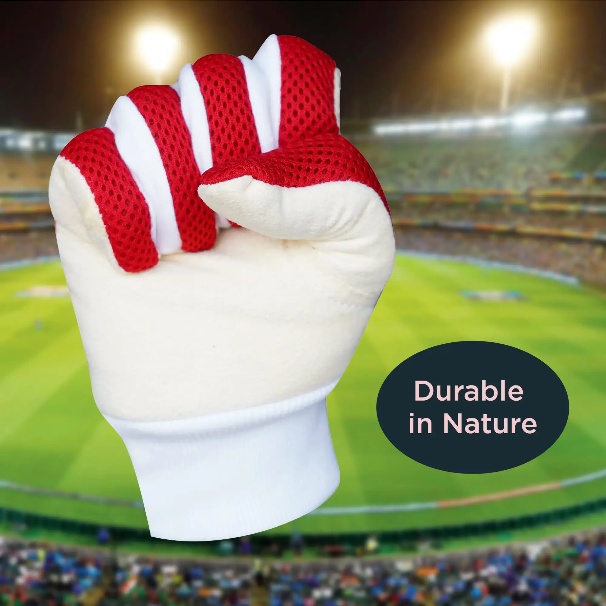 SPORTAXIS 100% Cotton Inner Gloves for Cricket Batting and Wicket Keeping - Comfortable Breathable and Durable - Red White Full Coverage