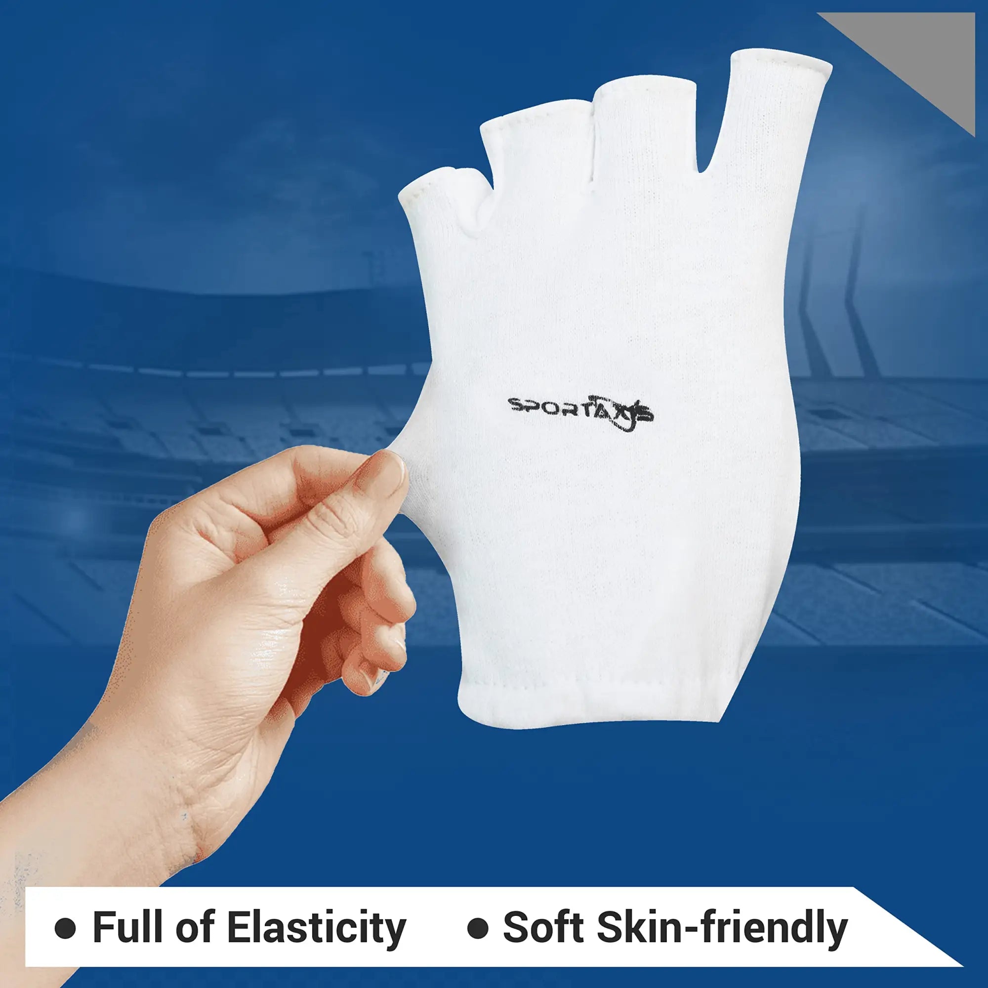 SPORTAXIS 100% Cotton Inner Gloves for Cricket Batting and Wicket Keeping - Comfortable Breathable and Durable - White Full Coverage