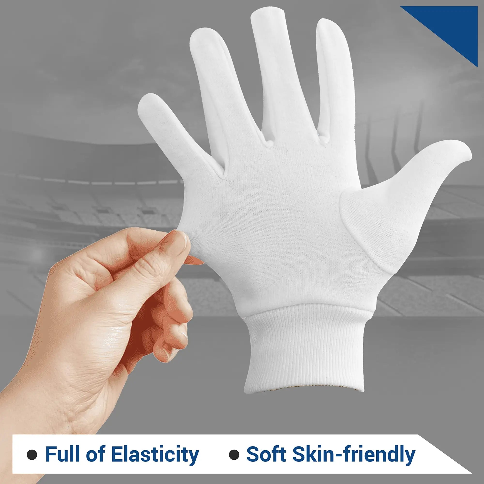 SPORTAXIS 100% Cotton Inner Gloves for Cricket Batting and Wicket Keeping - Comfortable Breathable and Durable - White Full Coverage