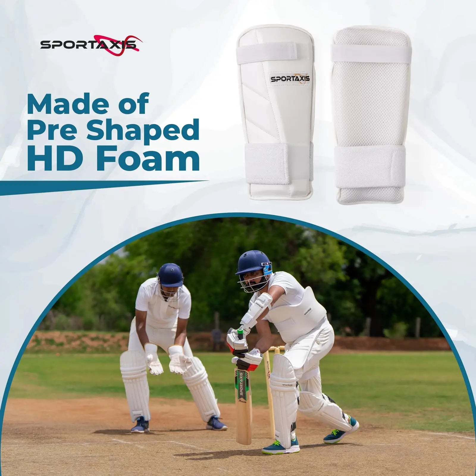 SPORTAXIS Cricket Arm Guard - Dual Strap Soft Inside Foam Maximum Protection - White Essential Cricket Gear for Confident and Stylish Play