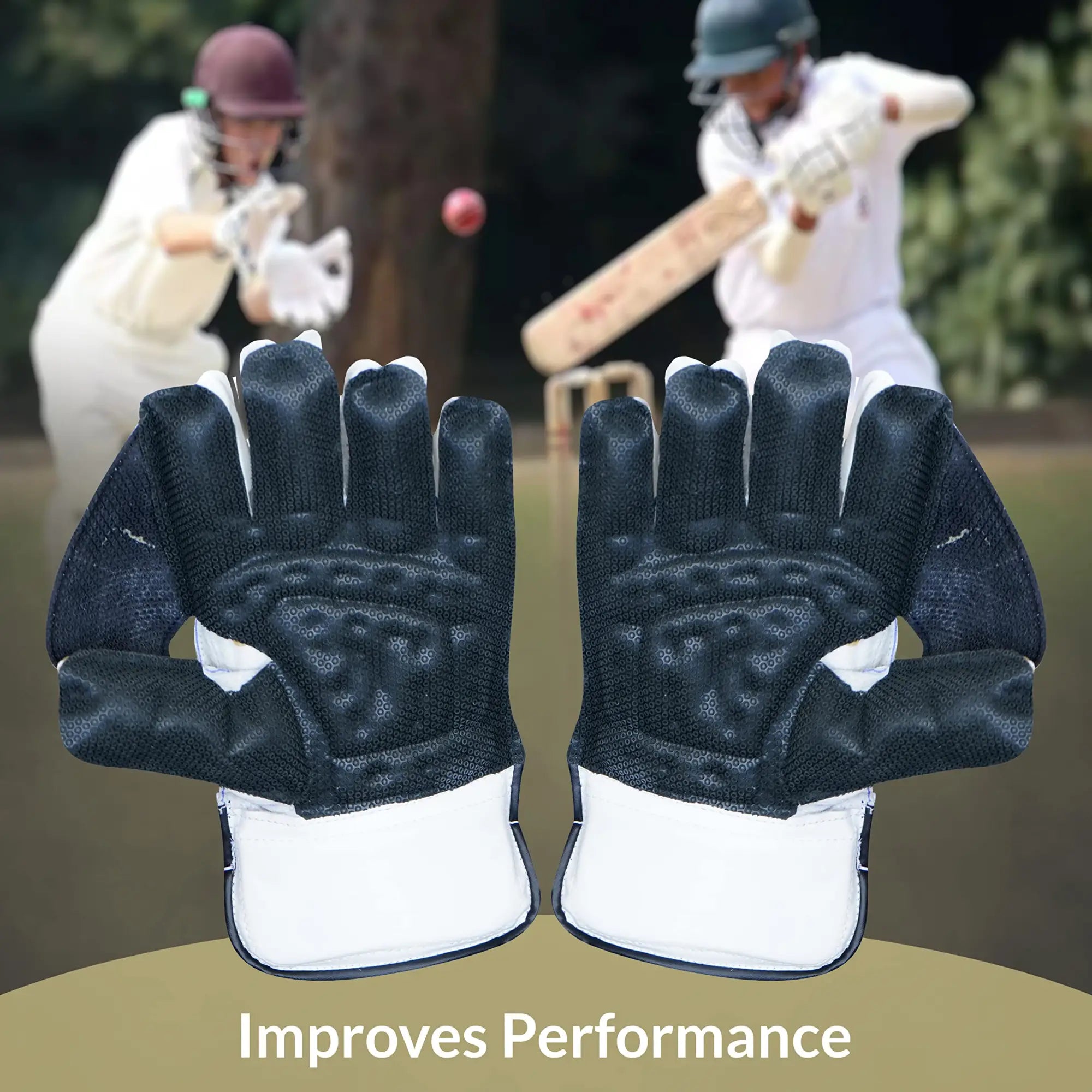 SPORTAXIS Cricket Wicket Keeping Gloves for Boys/Men/Adult - Lightweight High-Density Foam PU Leather Embossed Fingertips Large Catching