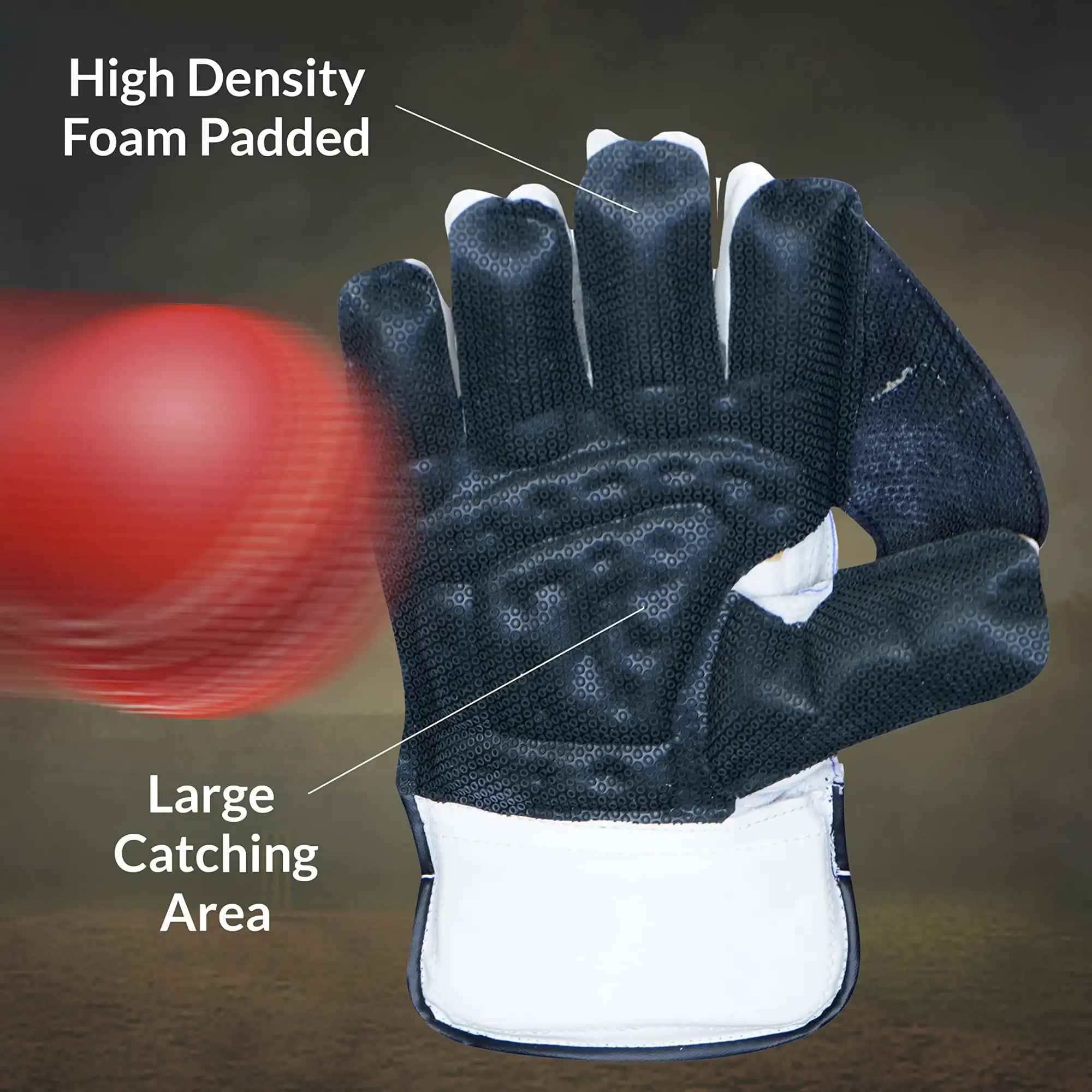 SPORTAXIS Cricket Wicket Keeping Gloves for Boys/Men/Adult - Lightweight High-Density Foam PU Leather Embossed Fingertips Large Catching