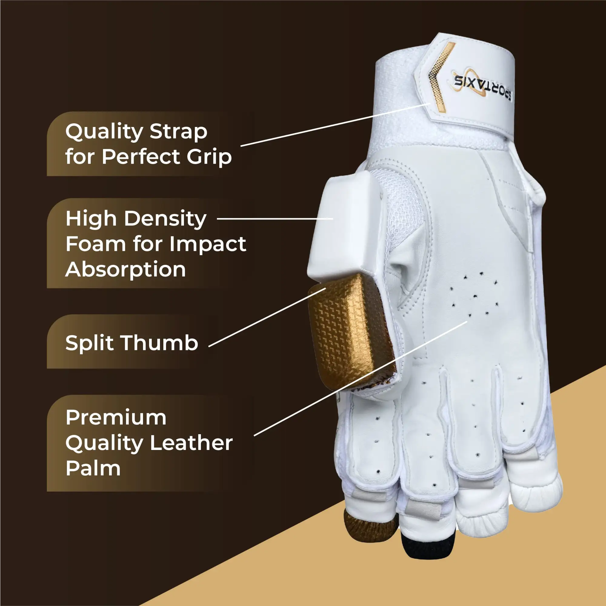 SPORTAXIS Premium Cricket Batting Gloves for Batsman Split Fingers Stylish Design Comfortable Grip PVC Thumb Patch and Breathable mesh