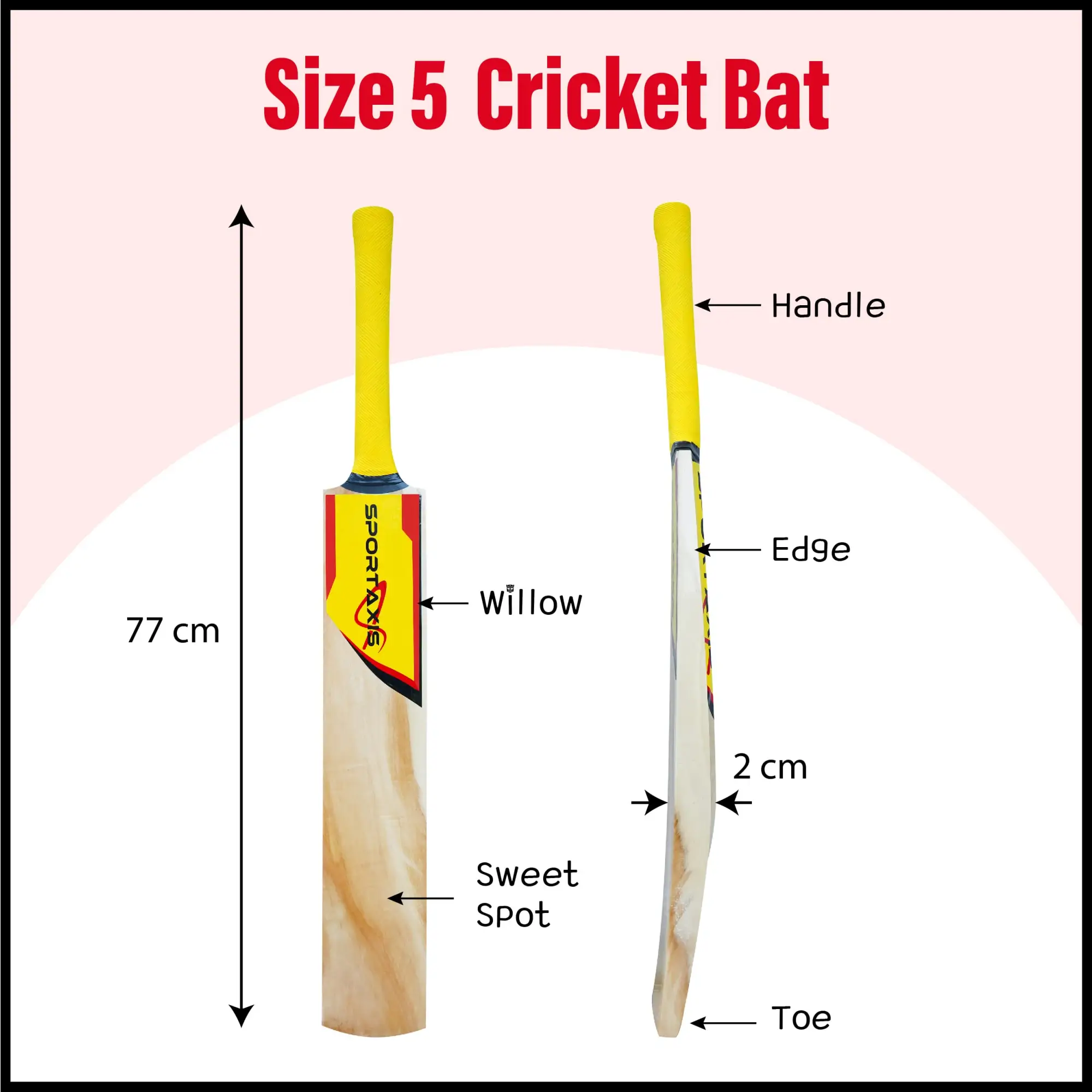 SPORTAXIS- Wooden Cricket Set- Contains Bat 2 Light Tennis Balls 3 Stumps 2 Bails and Stylish Carry Bag- Perfect for Beach and Backyard