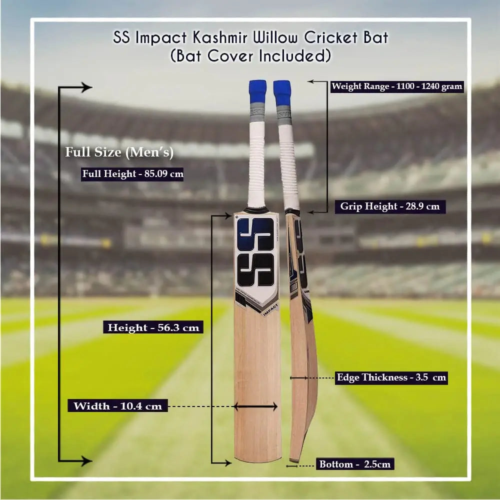 SS Kashmir Willow Leather Ball Cricket Bat Exclusive Cricket Bat for Adult Full Size with Full Protection Cover (Impact)