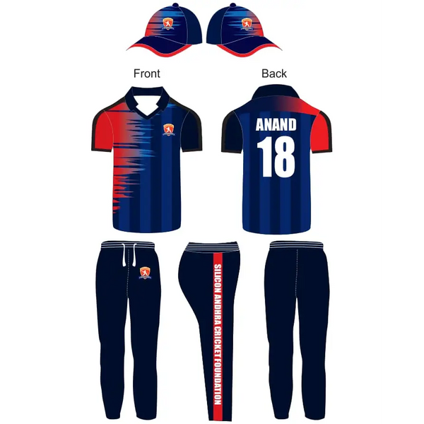 Cricket Color Clothing Kit Uniform Black Red Jersey and Trouser 2
