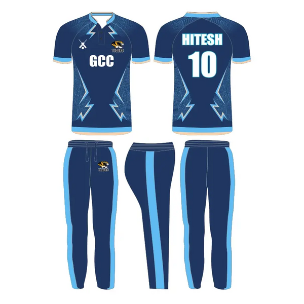 SB Customised Cricket Jersey Trouser Blue Red Customised Cricket